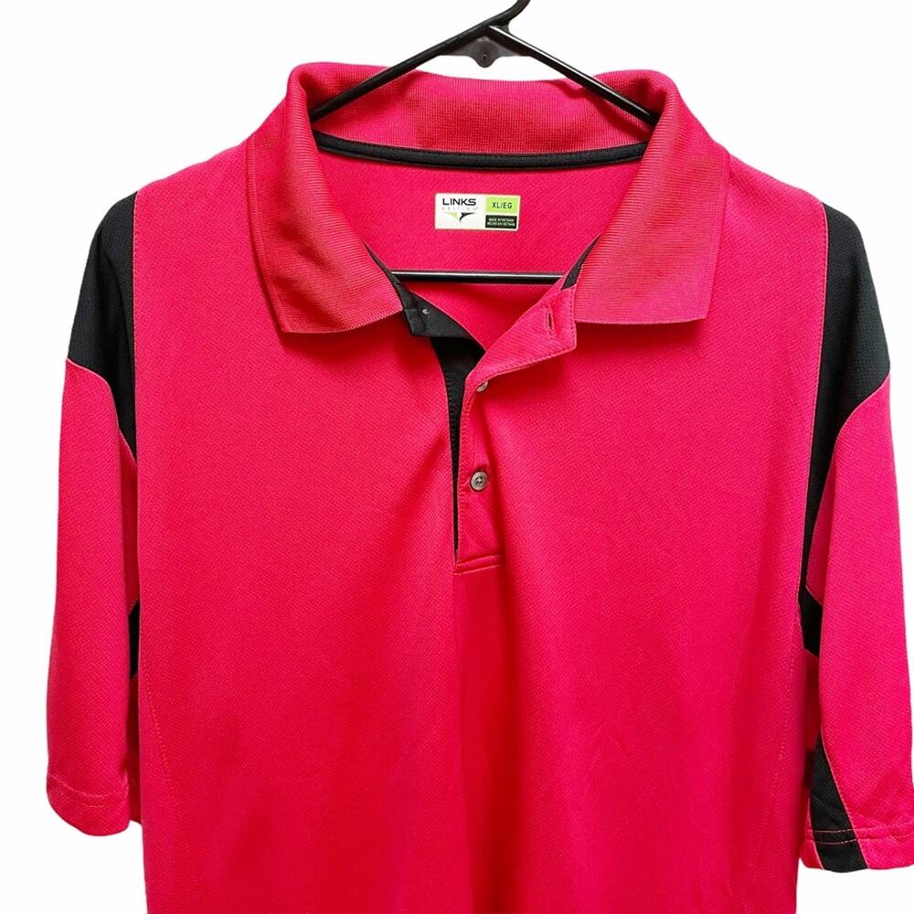 Links Edition Magenta Pink & Black Moisture Wicking Polo golf shirt
